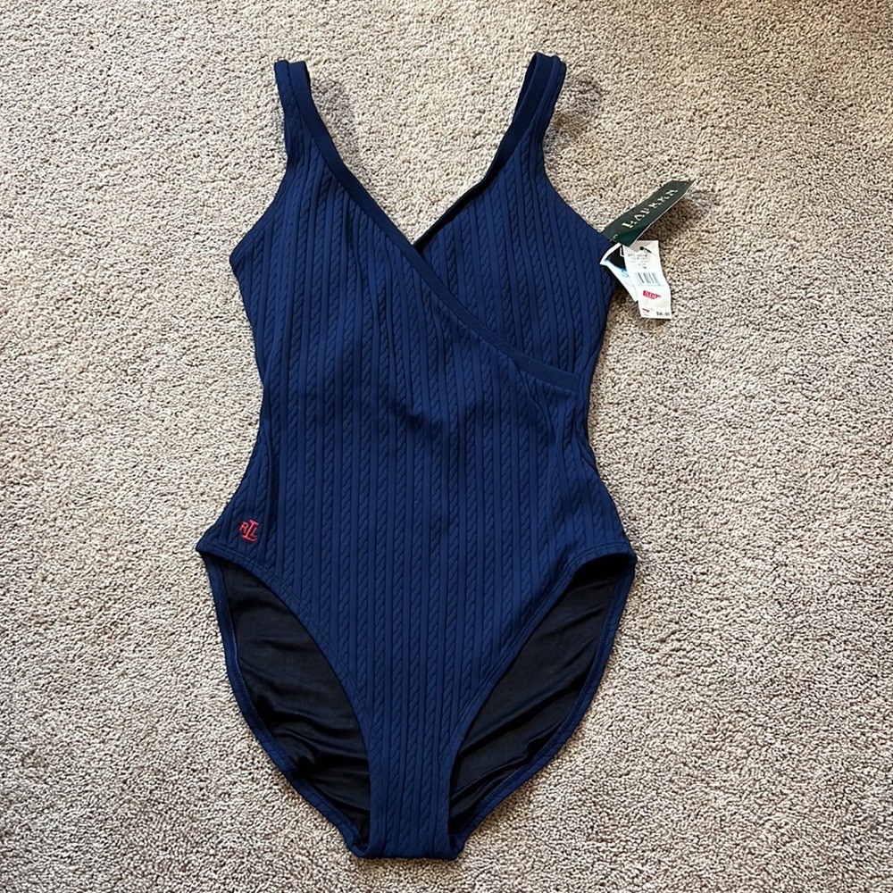 NWT Lauren by Ralph Lauren Cable-Knit One-Piece Swimsuit